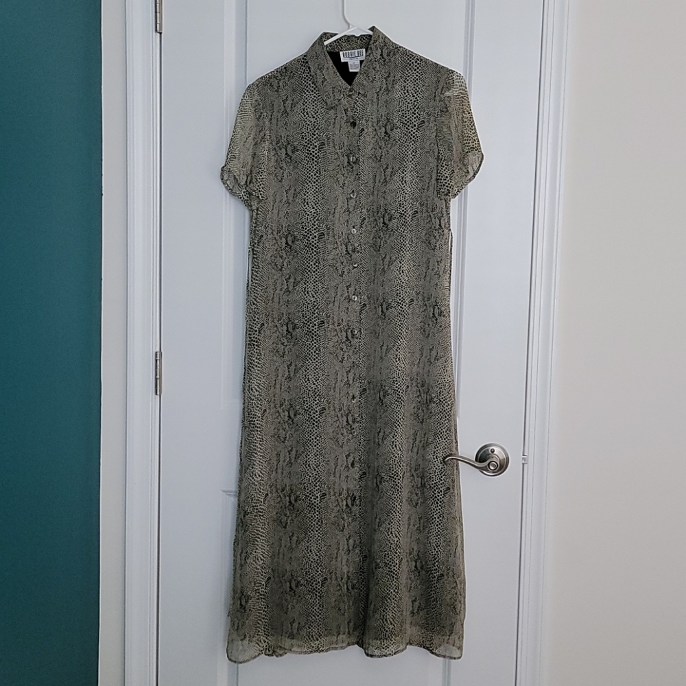 100% Silk snake print petite maxi dress